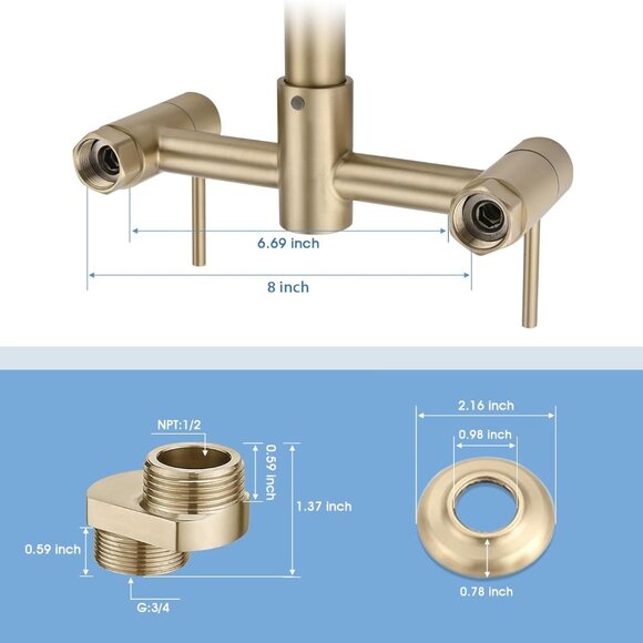 Dornberg Pull Down Kitchen Faucet - Gold 3 Function Spring TONE00238BG - Picture 3 of 11